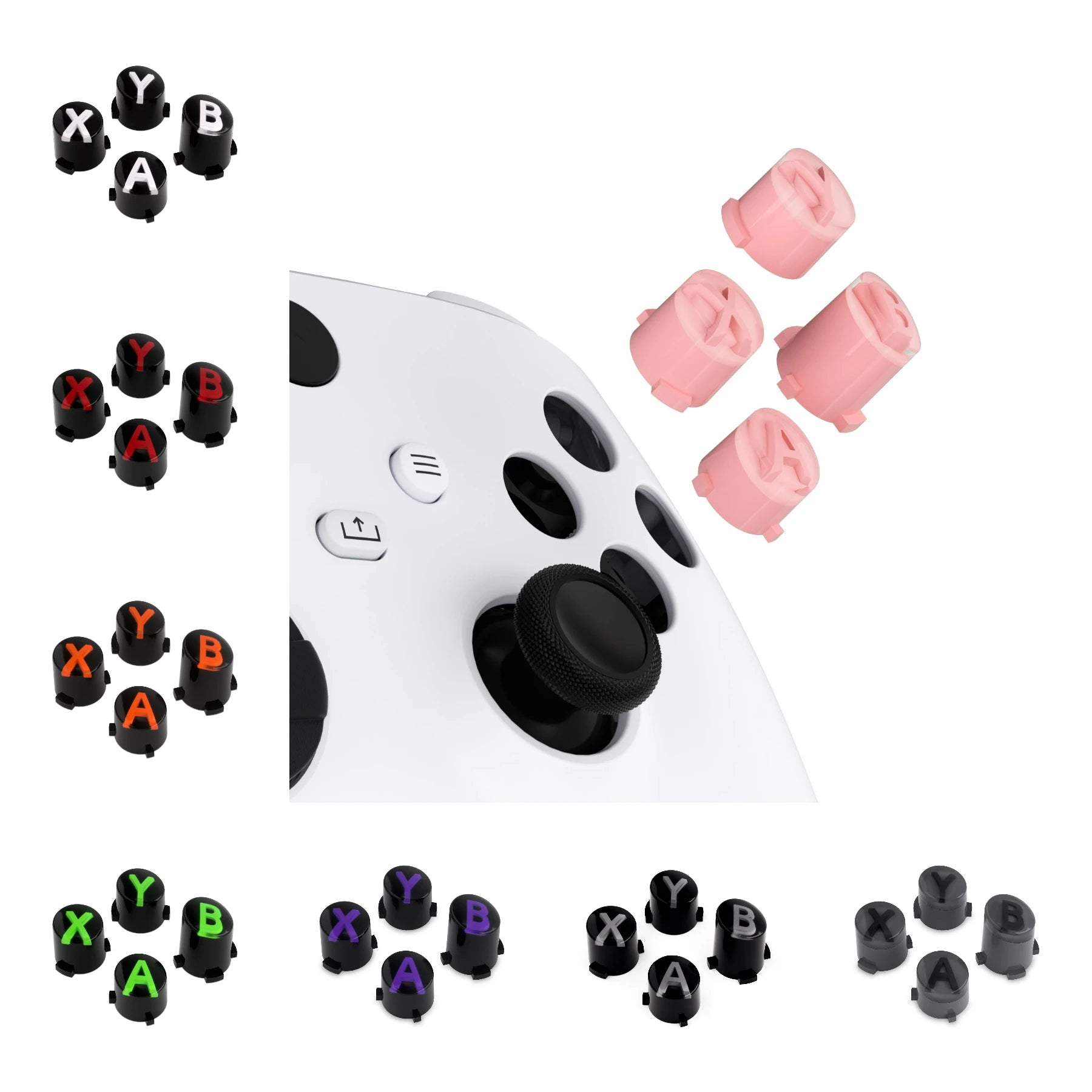 Replacement ABXY Buttons Three-Tone Classic Symbols for Xbox Core Wireless Controller, Xbox One S/X, Elite V1/V2