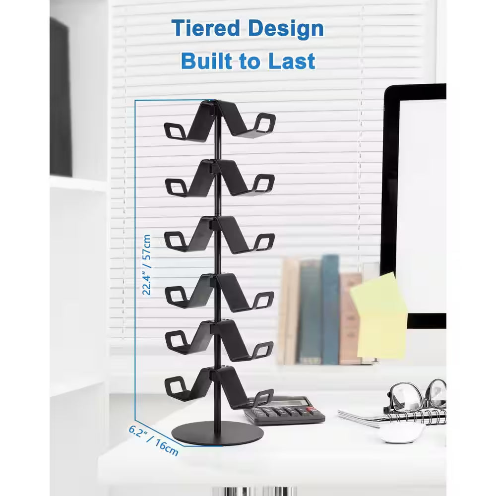 6-Tier Controller Headphone Stand Desktop Organizer for Gaming Controllers and Headsets Universal Compatibility