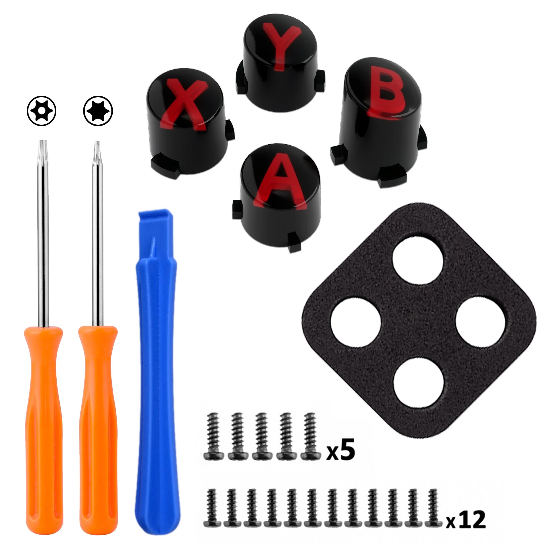 Replacement ABXY Buttons Three-Tone Classic Symbols for Xbox Core Wireless Controller, Xbox One S/X, Elite V1/V2