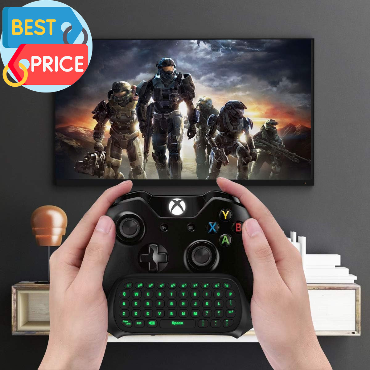 Green Backlight Keyboard for Xbox One, Xbox Series X/S,Wireless Chatpad Message