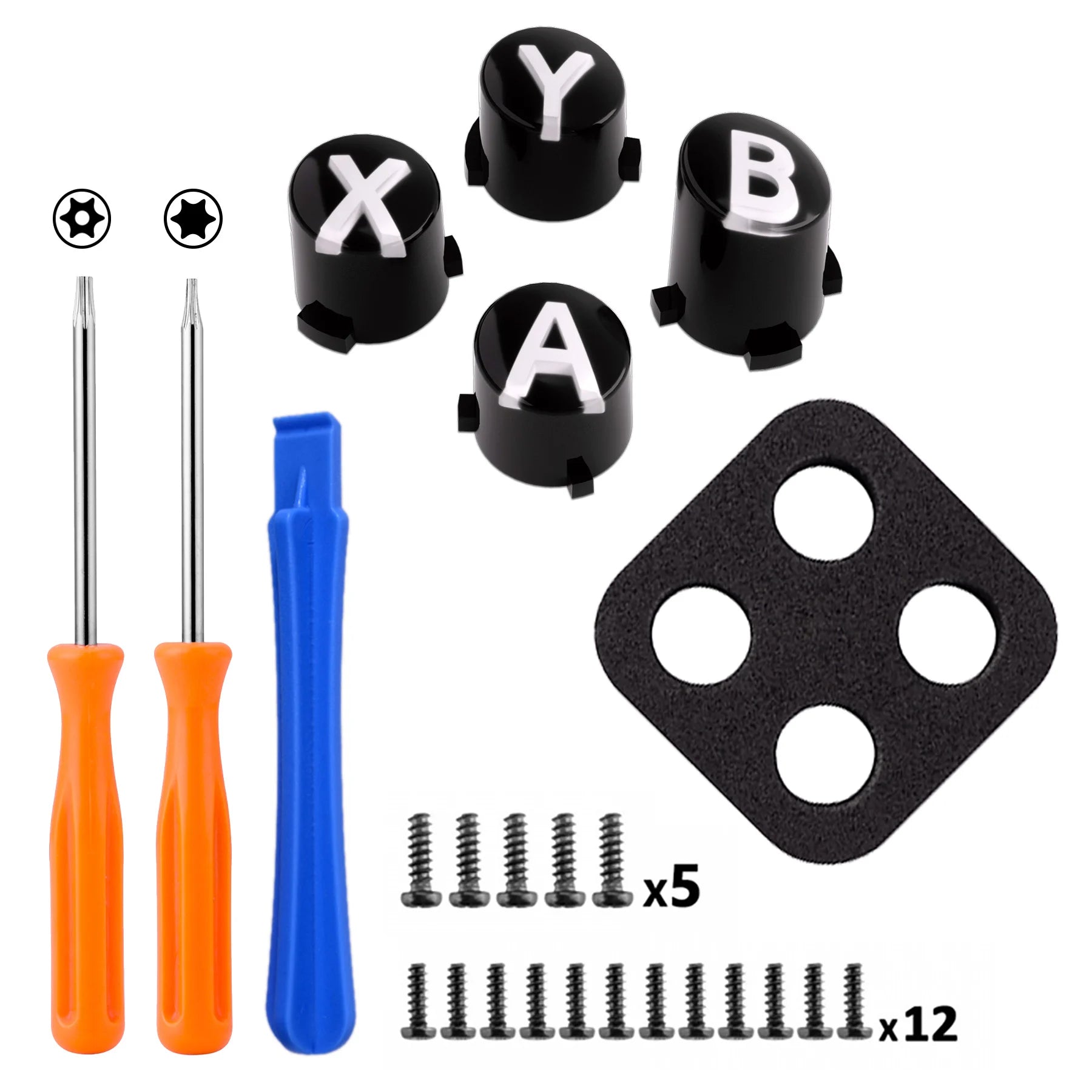 Replacement ABXY Buttons Three-Tone Classic Symbols for Xbox Core Wireless Controller, Xbox One S/X, Elite V1/V2