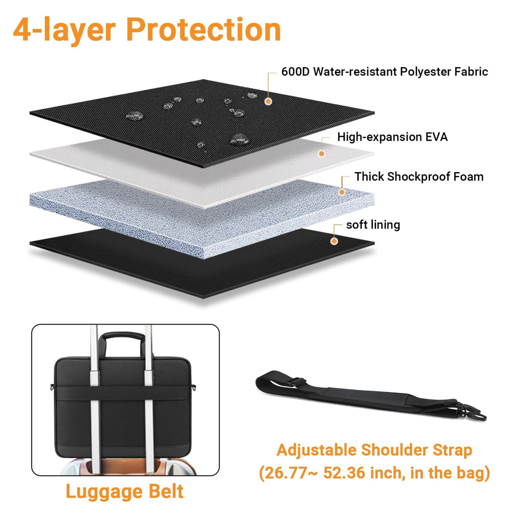 Waterproof Laptop Case Sleeve Messenger Bag with Shoulder Strap for 17 17.3 Inch